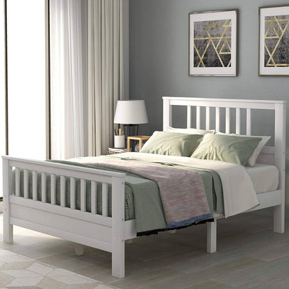 White Pine Wood Slatted Platform Headboard Footboard Full Size