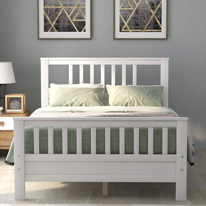 White Pine Wood Slatted Platform Headboard Footboard Full Size