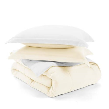 Full/Queen 3-Piece Microfiber Reversible Comforter Set White/Cream
