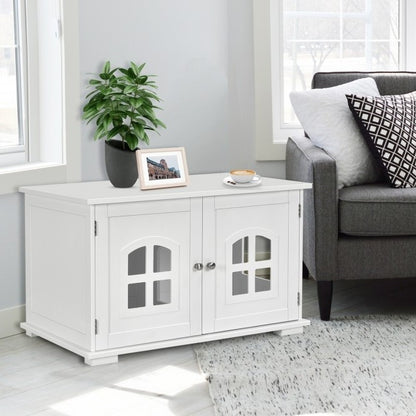 White Modern Large Ventilated Private Divider Cat Litter Box