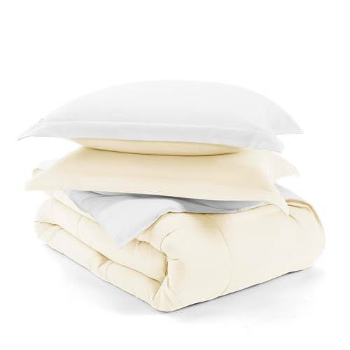 King/Cal King 3-Piece Microfiber Reversible Comforter Set White/Cream