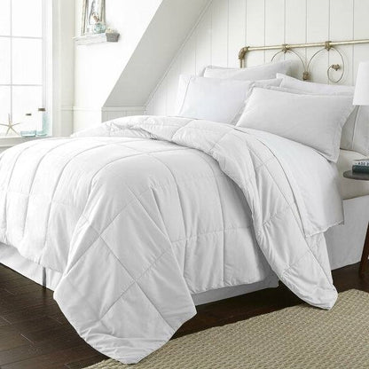 Queen Size Microfiber Baffle-Box 8-Piece Reversible Bed In A Bag in White