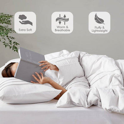 Full/Queen Microfiber Pleated Soft Washed Comforter Set White