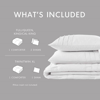 Full/Queen Microfiber Pleated Soft Washed Comforter Set White