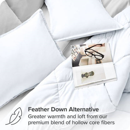 King/Cal King Size All Season Super Soft Down Alternative Comforter Set White