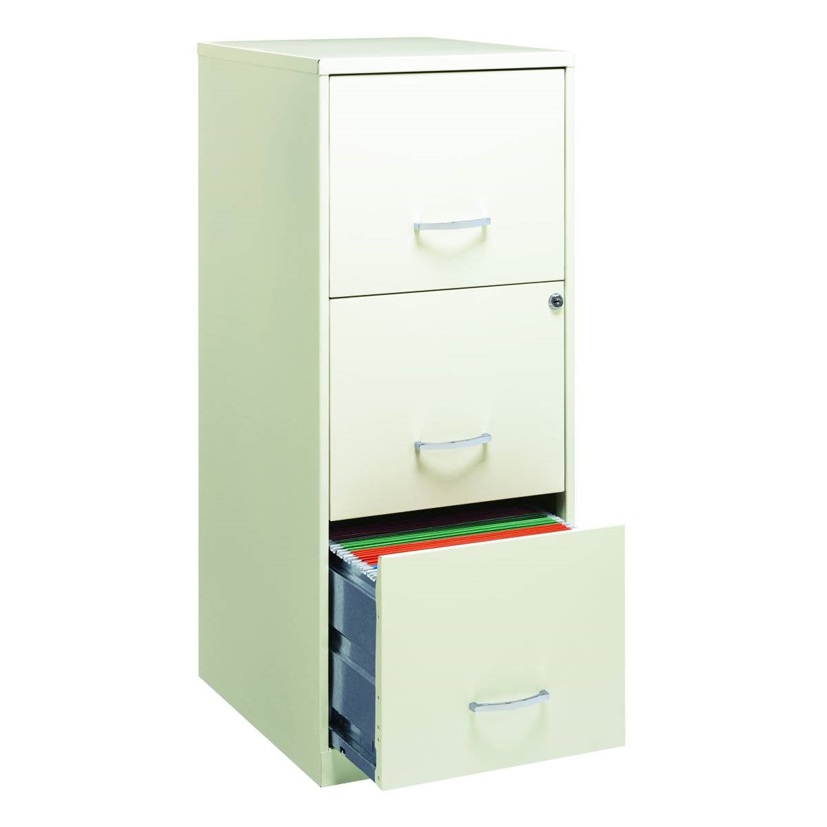 White Metal 3-Drawer Vertical Key Locking Filing File Cabinet
