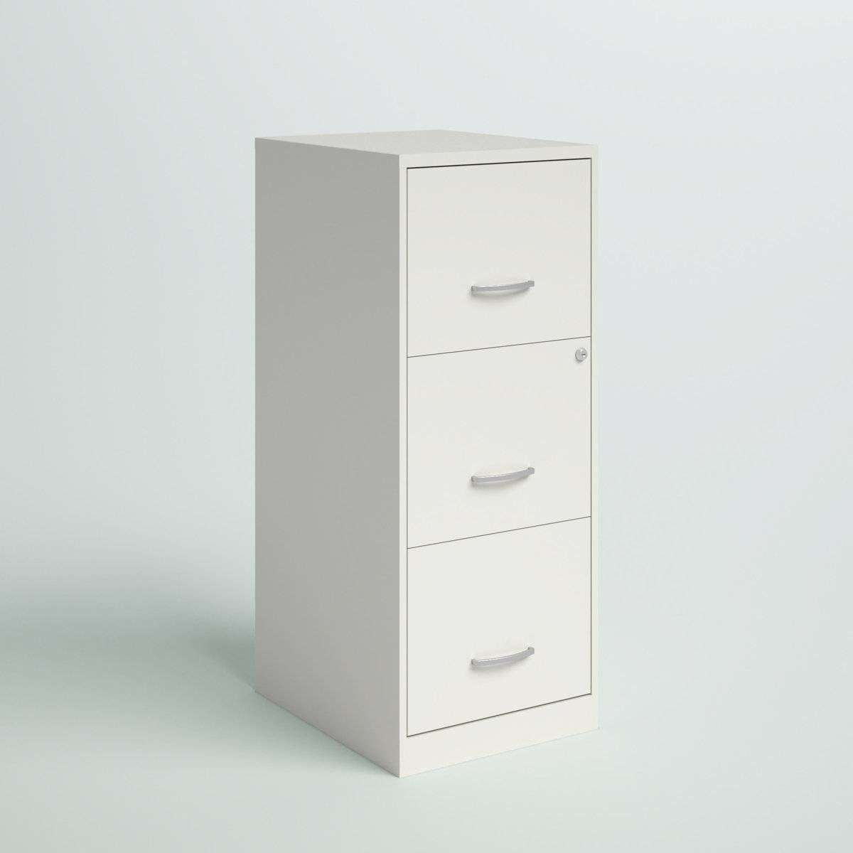 White Metal 3-Drawer Vertical Key Locking Filing File Cabinet