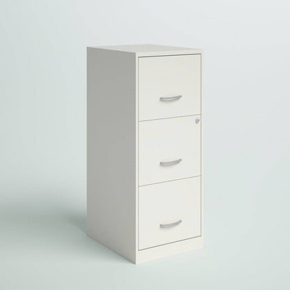 White Metal 3-Drawer Vertical Key Locking Filing File Cabinet