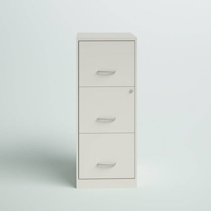 White Metal 3-Drawer Vertical Key Locking Filing File Cabinet