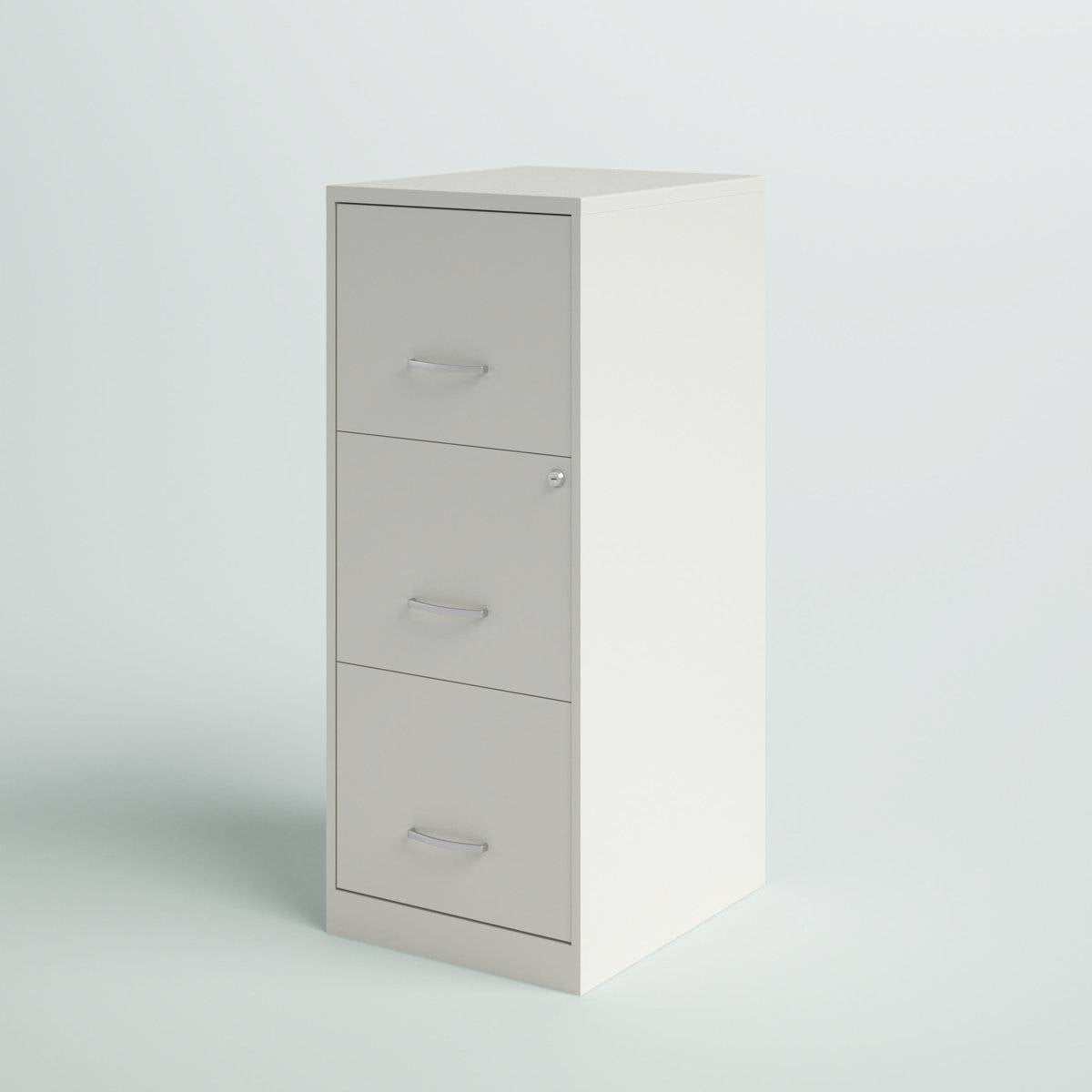 White Metal 3-Drawer Vertical Key Locking Filing File Cabinet