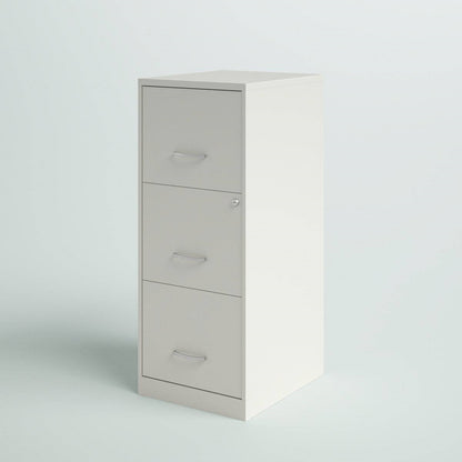 White Metal 3-Drawer Vertical Key Locking Filing File Cabinet