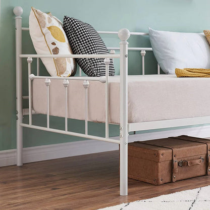 Twin size Farmhouse Daybed Frame in White Metal Finish