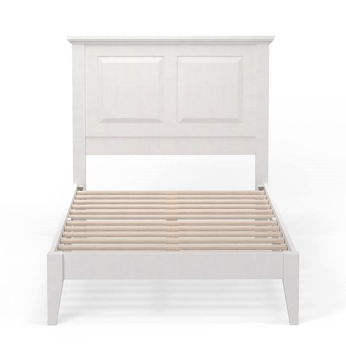 Twin Size Retro Solid Oak Wooden Platform Bed in White