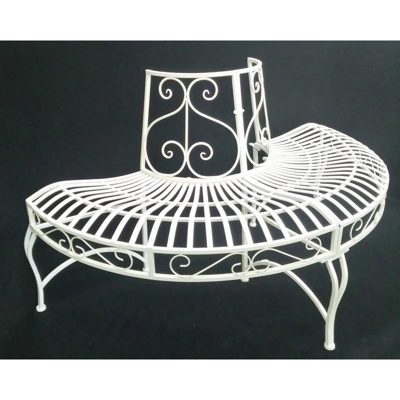White Semi-Circle Outdoor Powder Coated Aluminum Tree Bench Wrap