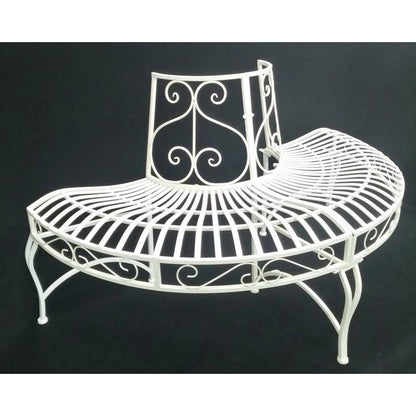 White Semi-Circle Outdoor Powder Coated Aluminum Tree Bench Wrap