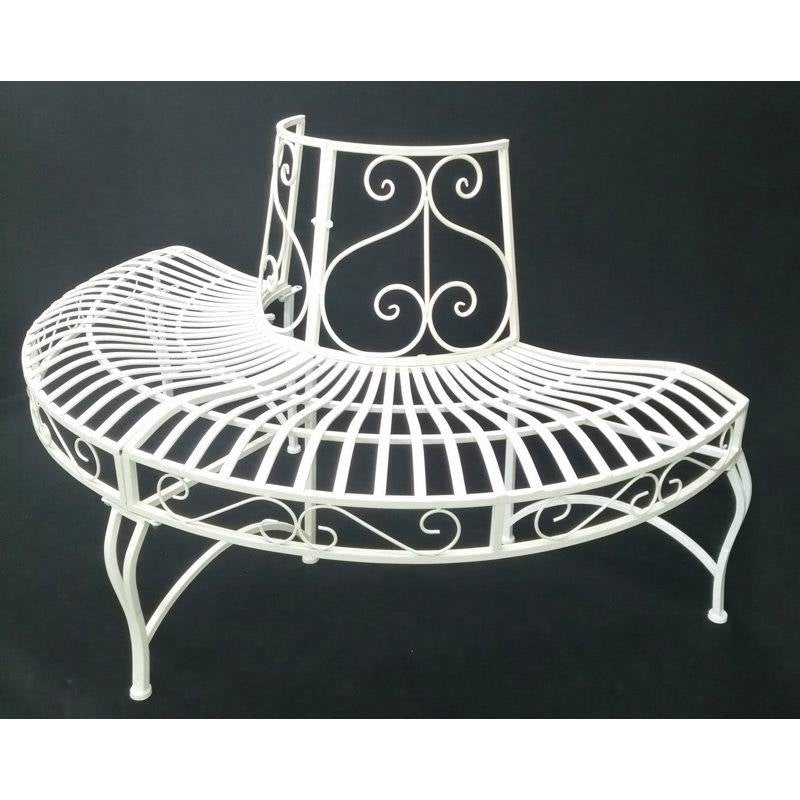 White Semi-Circle Outdoor Powder Coated Aluminum Tree Bench Wrap