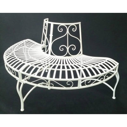 White Semi-Circle Outdoor Powder Coated Aluminum Tree Bench Wrap