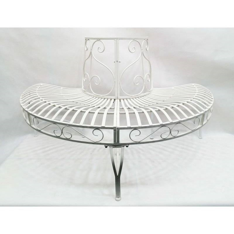 White Semi-Circle Outdoor Powder Coated Aluminum Tree Bench Wrap