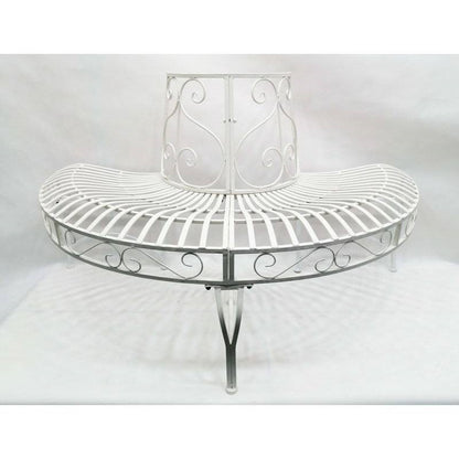 White Semi-Circle Outdoor Powder Coated Aluminum Tree Bench Wrap
