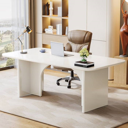 Modern White Extra Large Executive Desk with Arch Design Legs