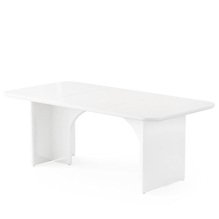 Modern White Extra Large Executive Desk with Arch Design Legs