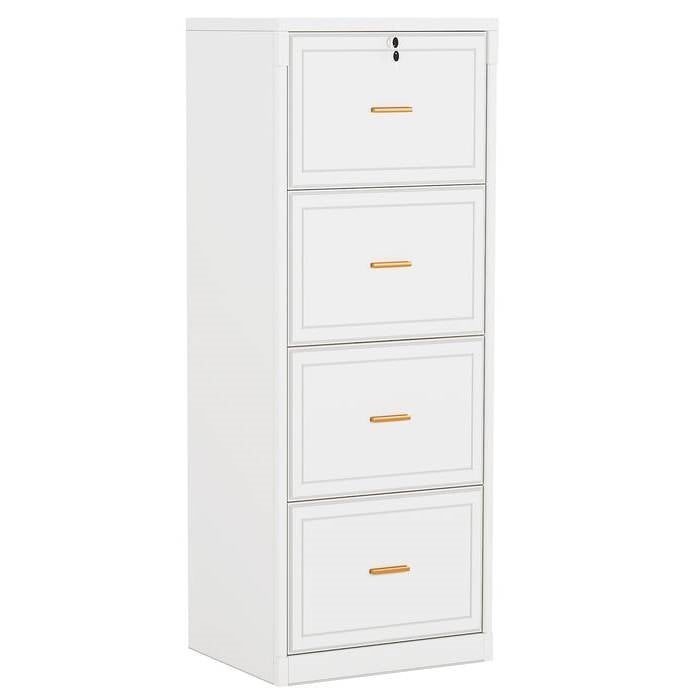 White 4 Storage Vertical Lockable File Cabinet