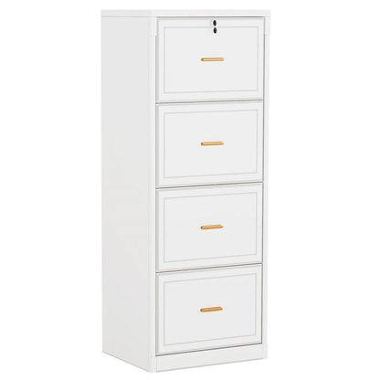 White 4 Storage Vertical Lockable File Cabinet