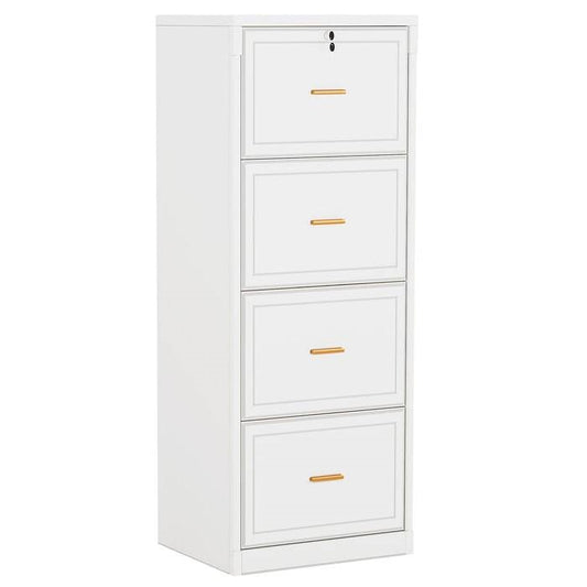 White 4 Storage Vertical Lockable File Cabinet