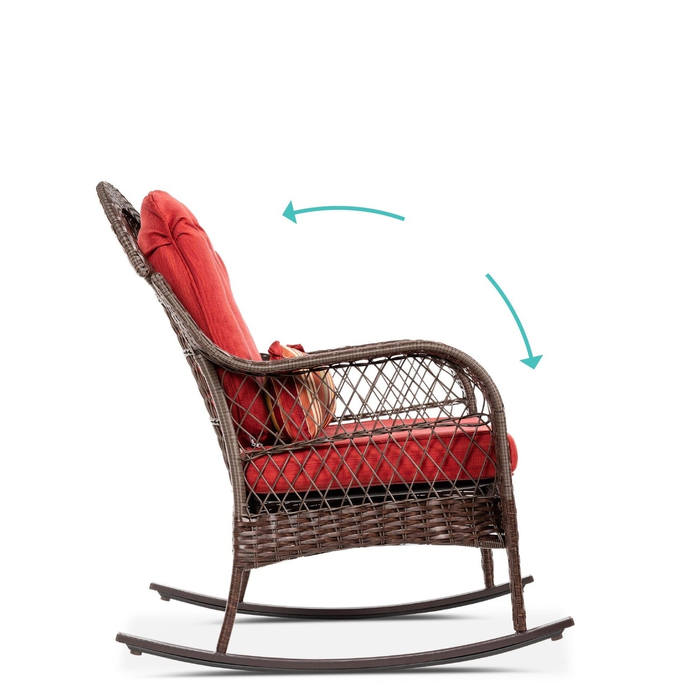 Wicker Brown/Red Rocking Chair with Cushions/Pillow