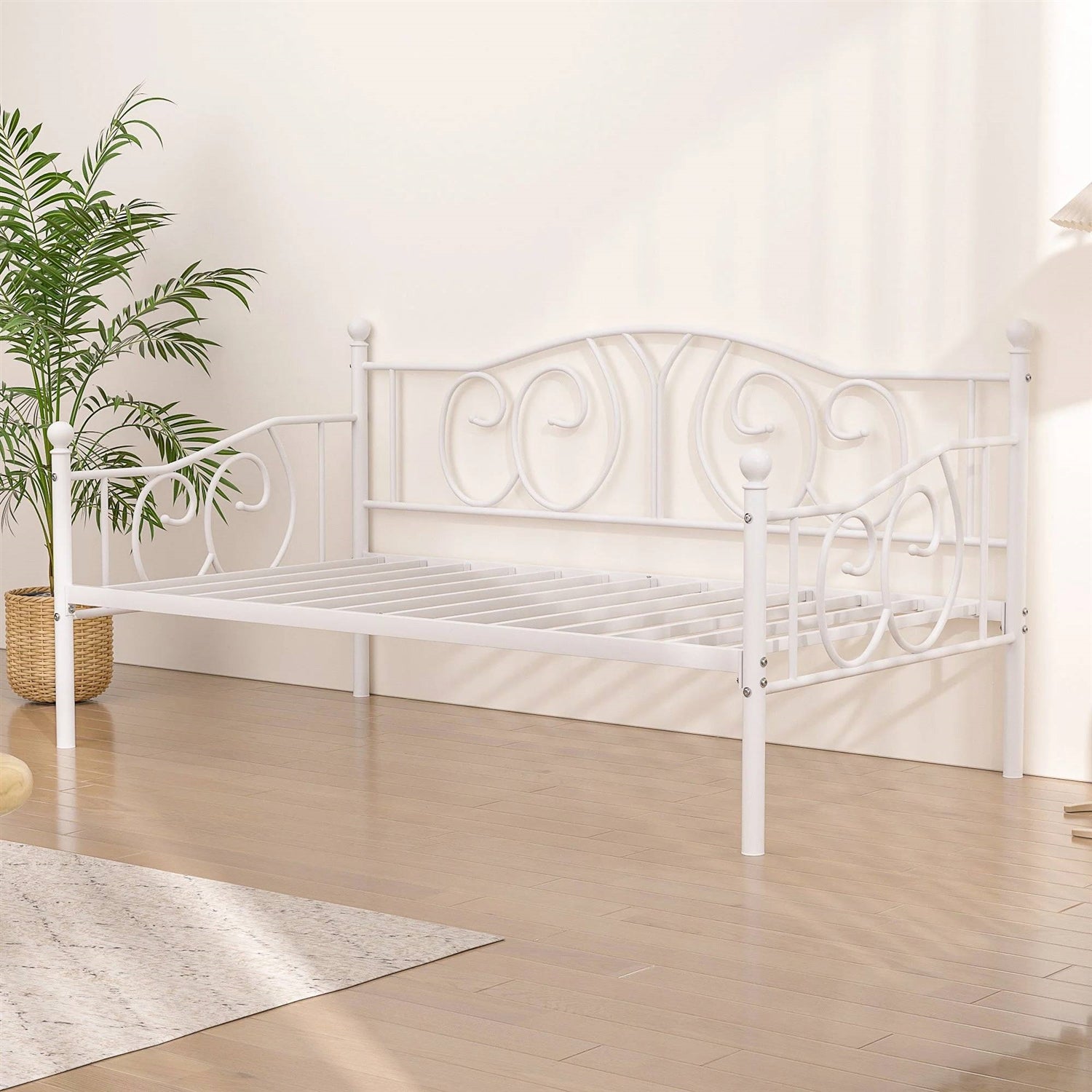 Twin size Victorian White Metal Daybed Frame - 350 lbs. Weight Capacity