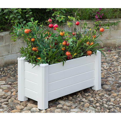 18 Inch White Vinyl Garden Raised Planter Box