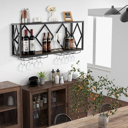 XL Large Industrial Rustic Brown Wall Mounted Wine Rack