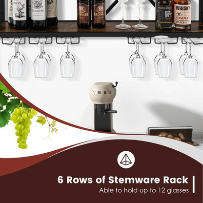 XL Large Industrial Rustic Brown Wall Mounted Wine Rack