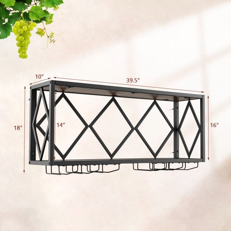 XL Large Industrial Rustic Brown Wall Mounted Wine Rack