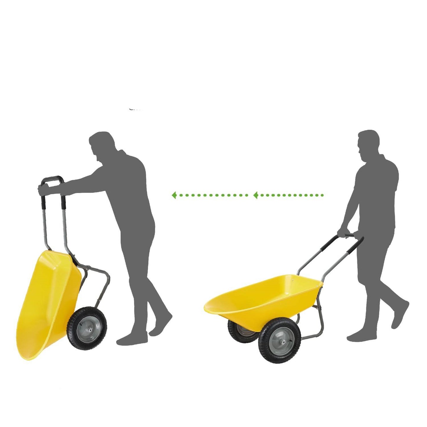 Heavy Duty Dual Wheel Multipurpose Rust Proof Wheelbarrow - Yellow