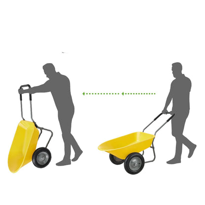Heavy Duty Dual Wheel Multipurpose Rust Proof Wheelbarrow - Yellow