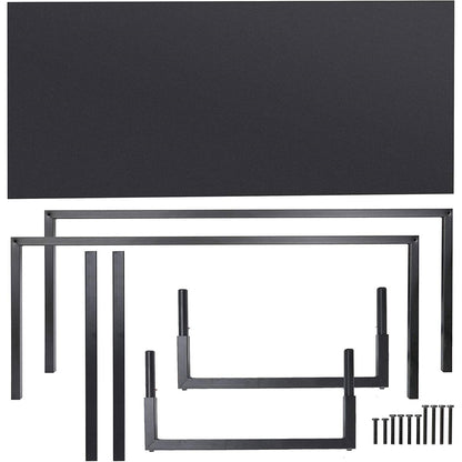 Black Metal Frame Wood Top Modern Home Office Laptop Computer Desk Writing Table